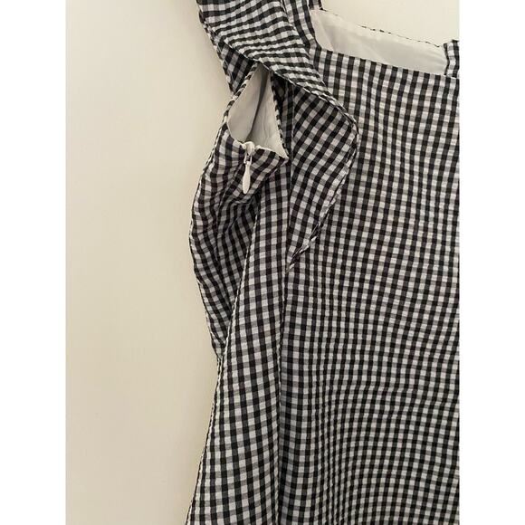 Anthropologie Hutch Black White Gingham Check Dress Ruffle Button Front EUC 10 - Picture 11 of 12